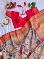 Soft Berry And Pink Soft Handloom Banarasi Silk Saree